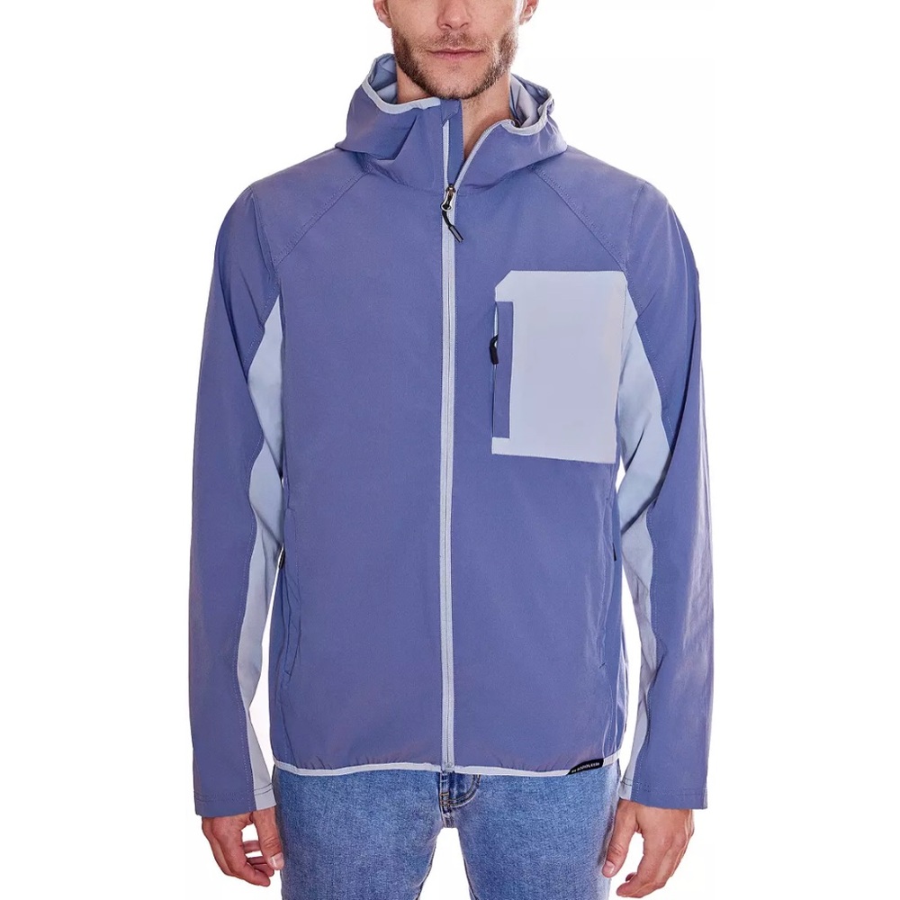 BE BOUNDLESS Colorblock Men’s Hooded Stretch Nylon Long Sleeve Jacket L , NWT